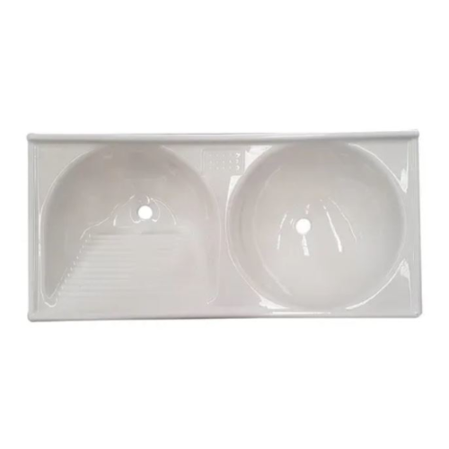 Tanque Marmofibra com 2 Cubas Branco 120 x 60cm Decoralita